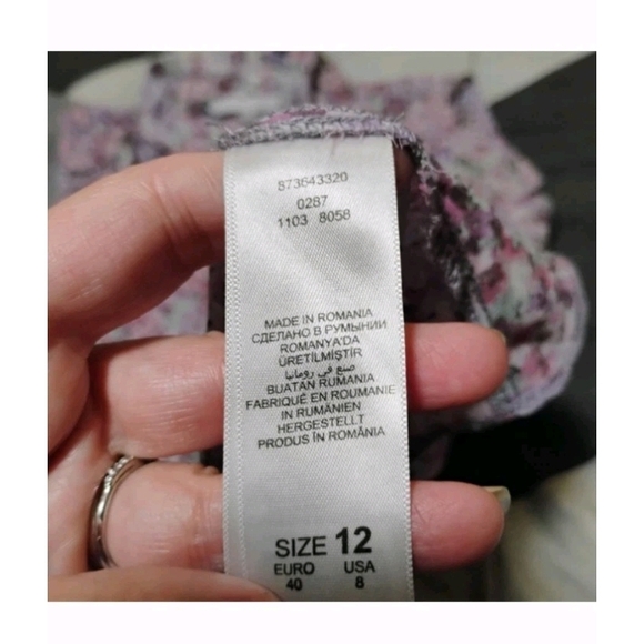 Sheer Floral Button Down Sleeveless Shirt - Pink and Purple - Picture 3 of 8